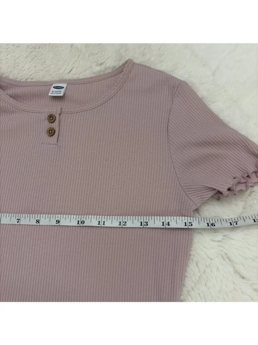 Old Navy Girls Lilac Ribbed Shirt XL 14 16 Ruffle 90s